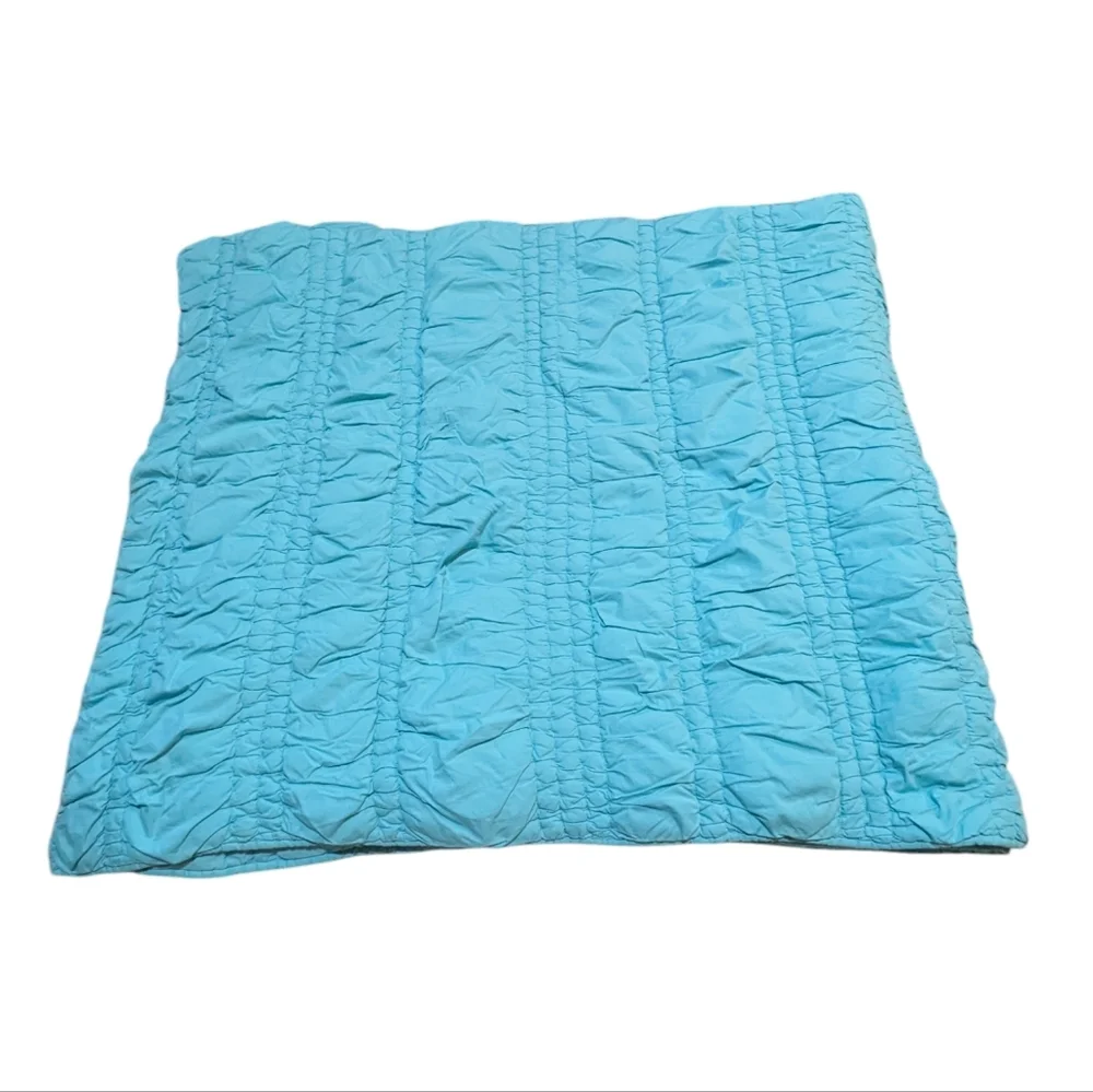 Pottery Barn Teen Ruched Comforter Turquoise Blue Twin Preppy